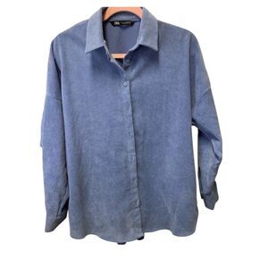 Zara Indigo Ease – ZARA Brushed Cotton Button-Up XS oversize/relaxed fit